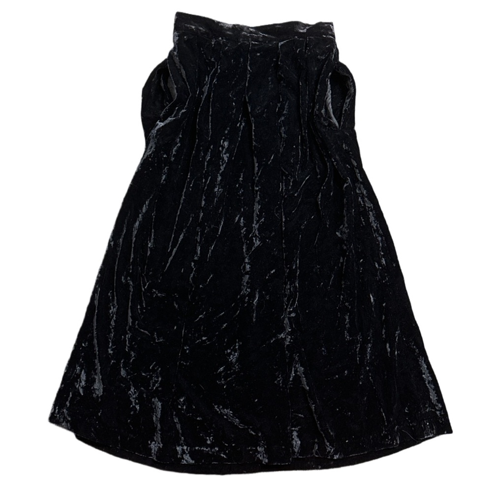 90s BRAEMAR X JEREMY SCOTT women's black velvet maxi skirt with front pockets, 9